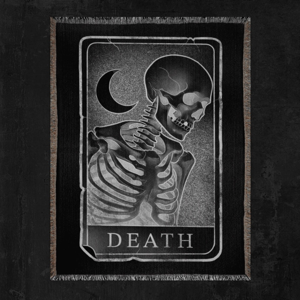 DEATH TAROT CARD WOVEN BLANKET