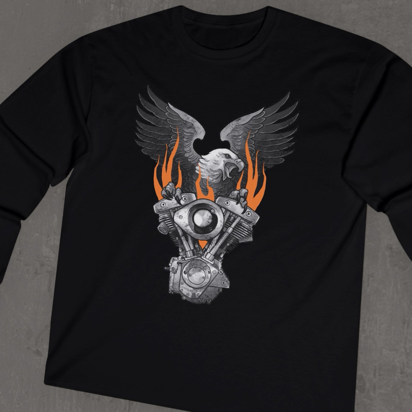 Flaming shovelhead long sleeve tee