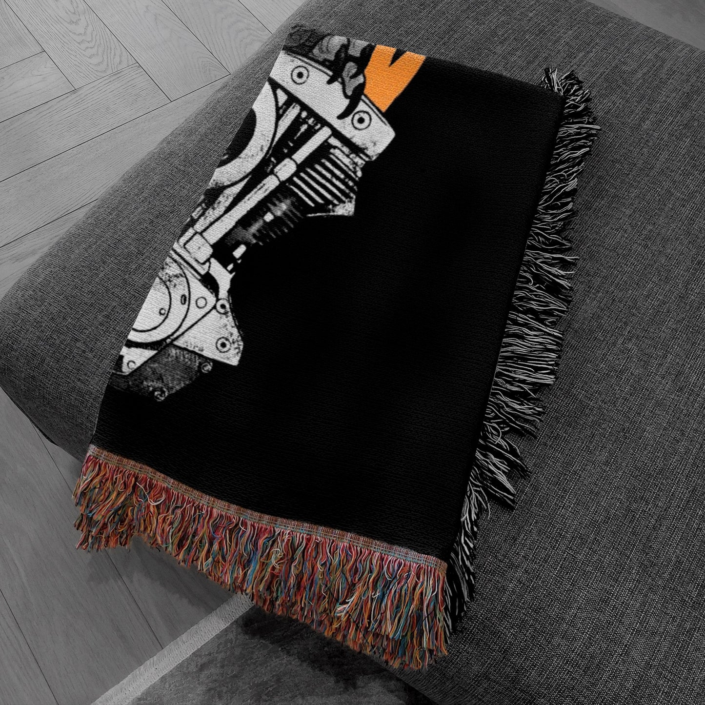 Flaming shovelhead Woven Blanket
