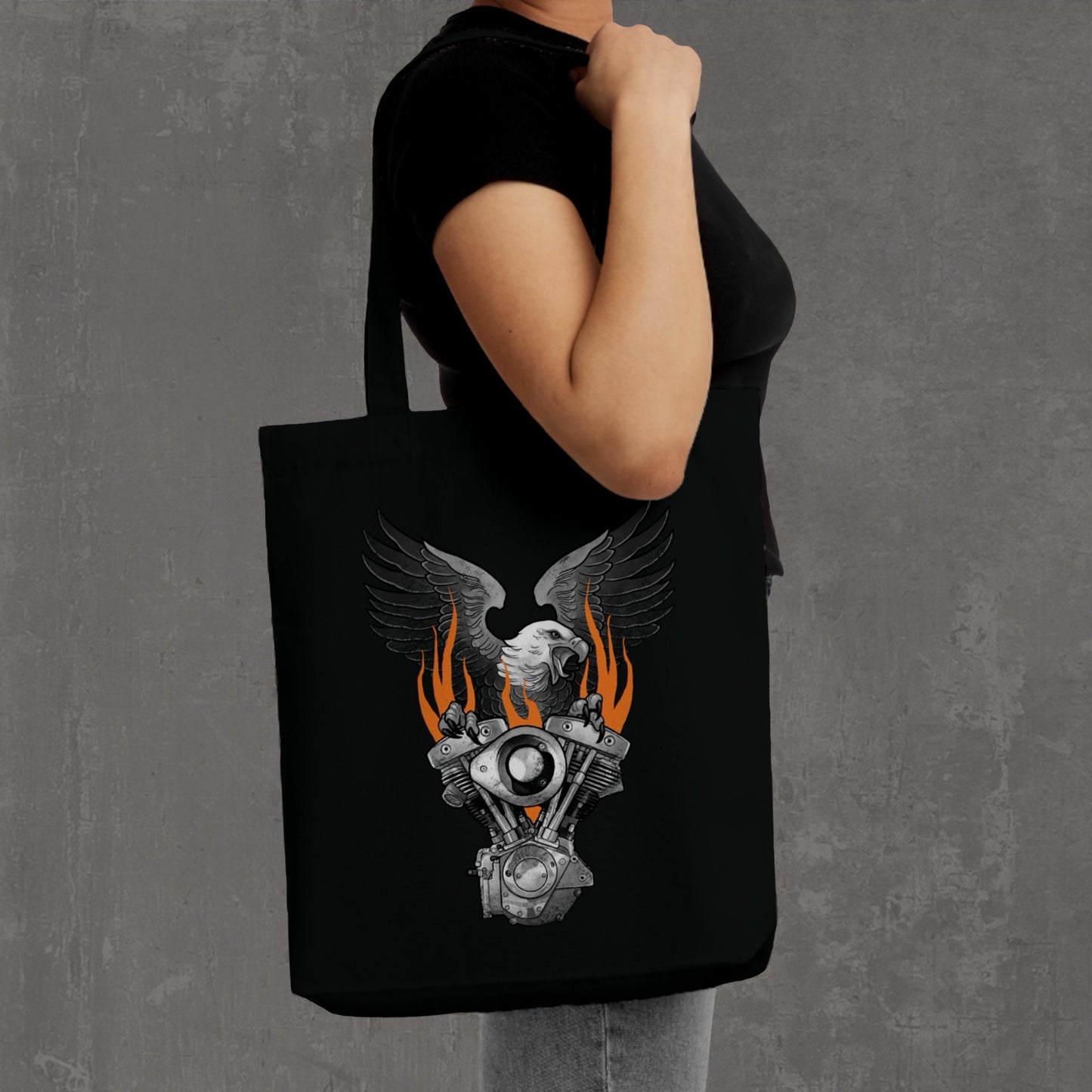 Flaming shovelhead Tote bag