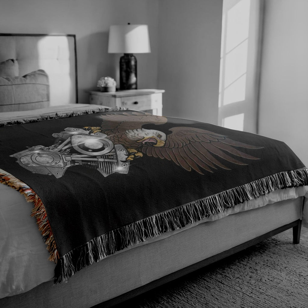 Shovelhead eagle Woven Blanket