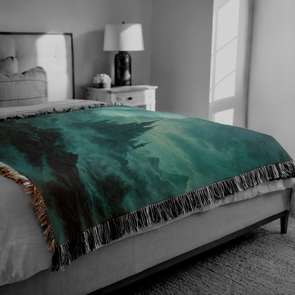 Utopia in teal Woven Blanket