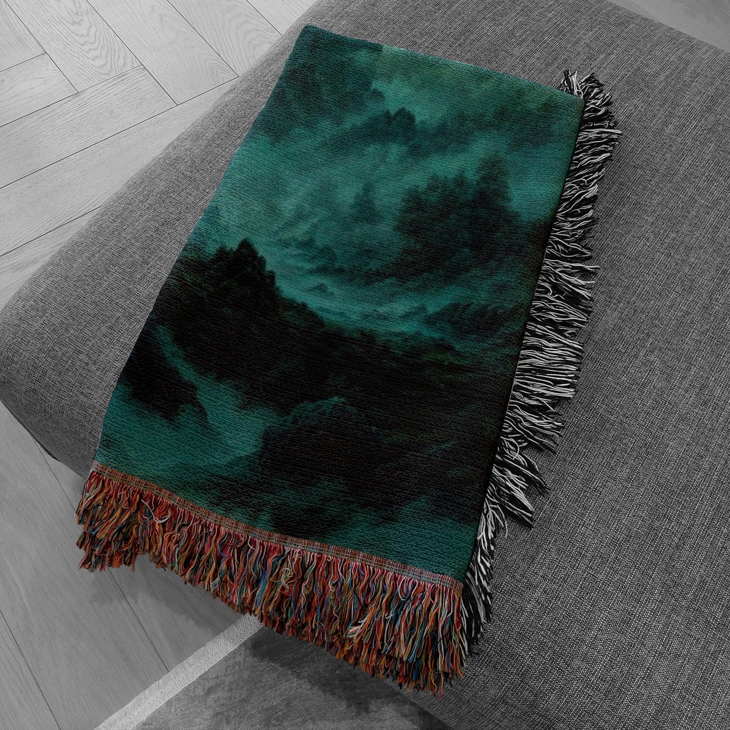 Utopia in teal Woven Blanket