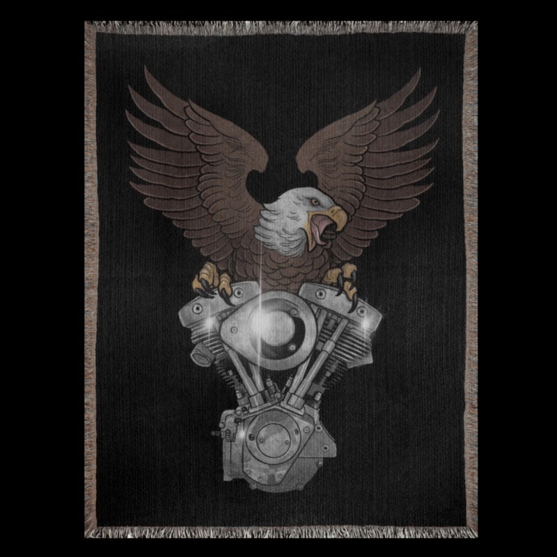 Shovelhead eagle Woven Blanket
