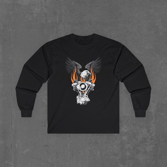 Flaming shovelhead long sleeve tee
