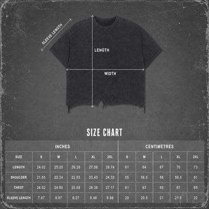 MOTOWIZARD Vintage Wash Boxy Distressed Hem T-Shirt