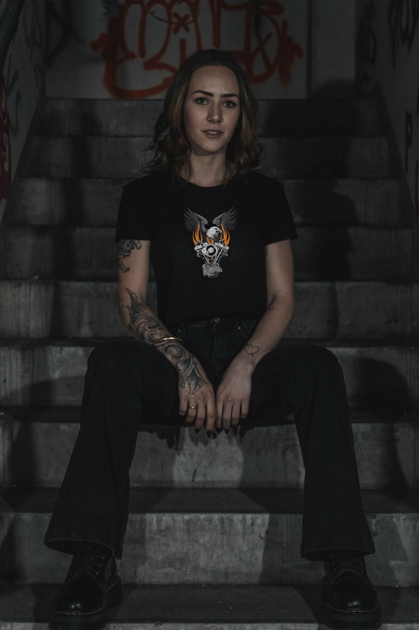 Flaming shovelhead crop top