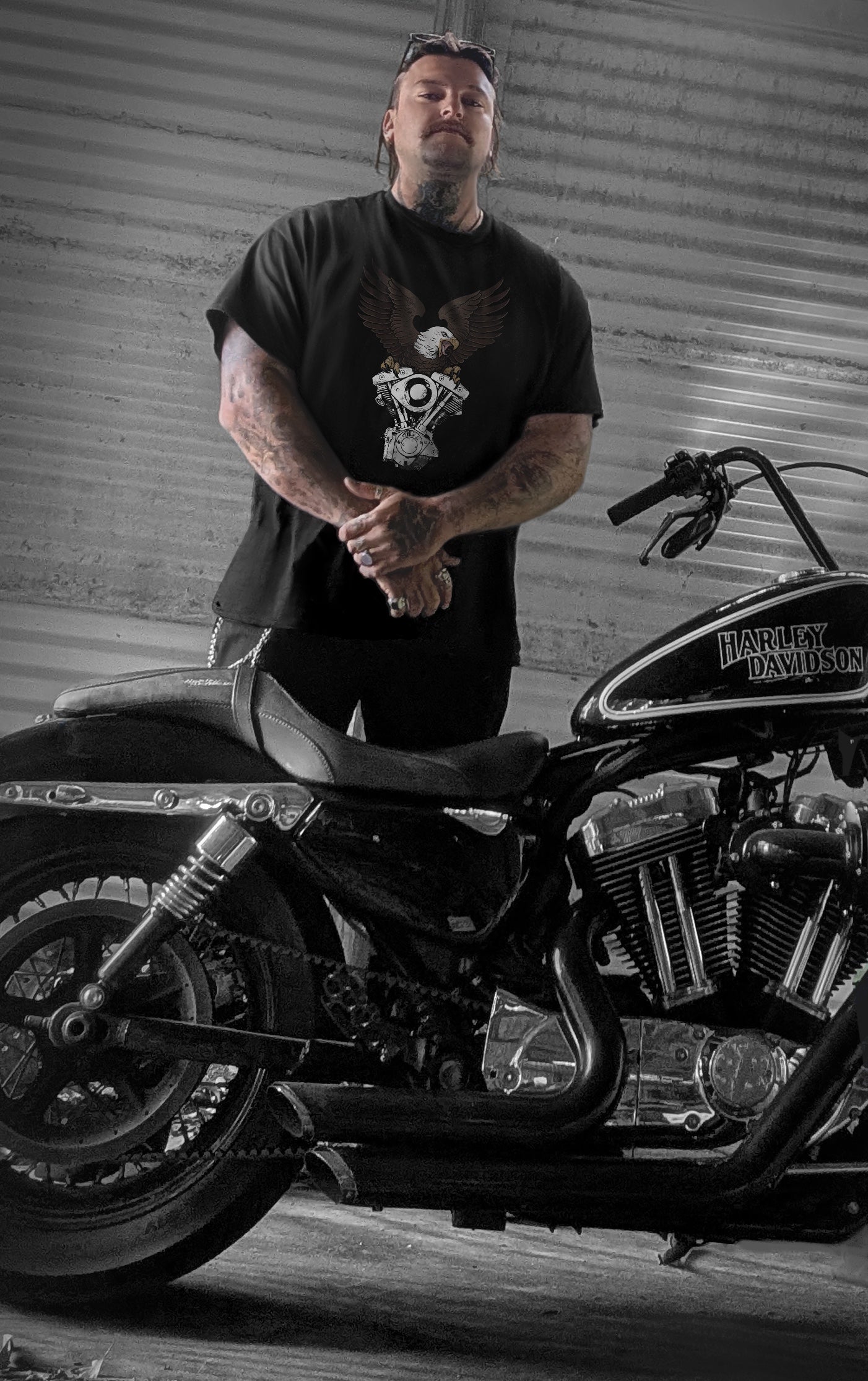 SHOVELHEAD EAGLE T-SHIRT (front & back)