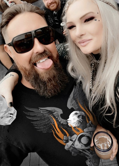 FLAMING SHOVELHEAD T-SHIRT (front & back)