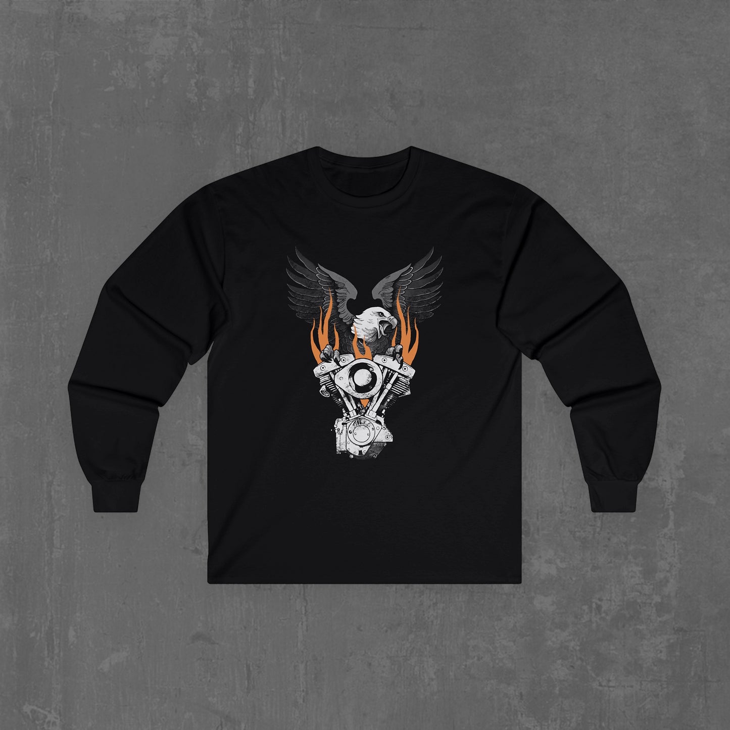 Flaming shovelhead Long sleeve tee (front & back)
