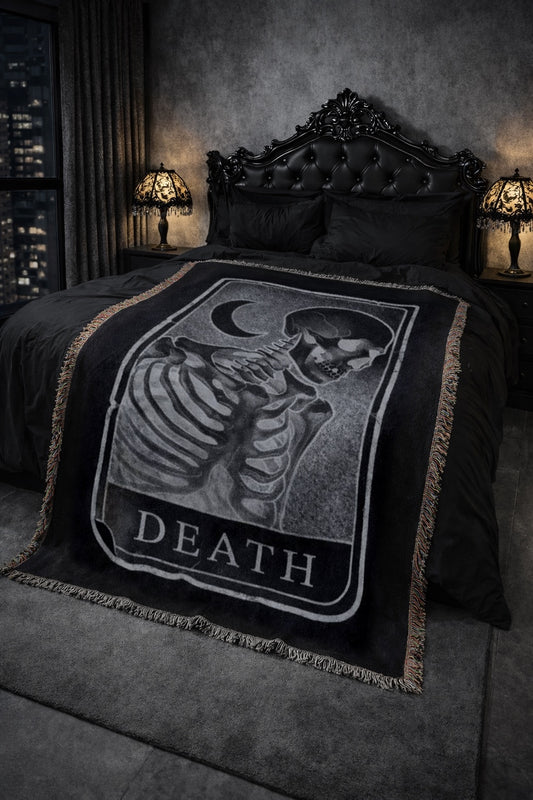 DEATH TAROT CARD WOVEN BLANKET