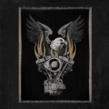FLAMING SHOVELHEAD WOVEN BLANKET