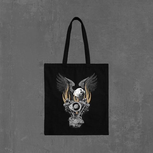 FLAMING SHOVELHEAD TOTE BAG