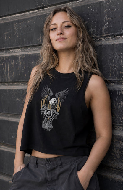 FLAMING SHOVELHEAD CROP TANK