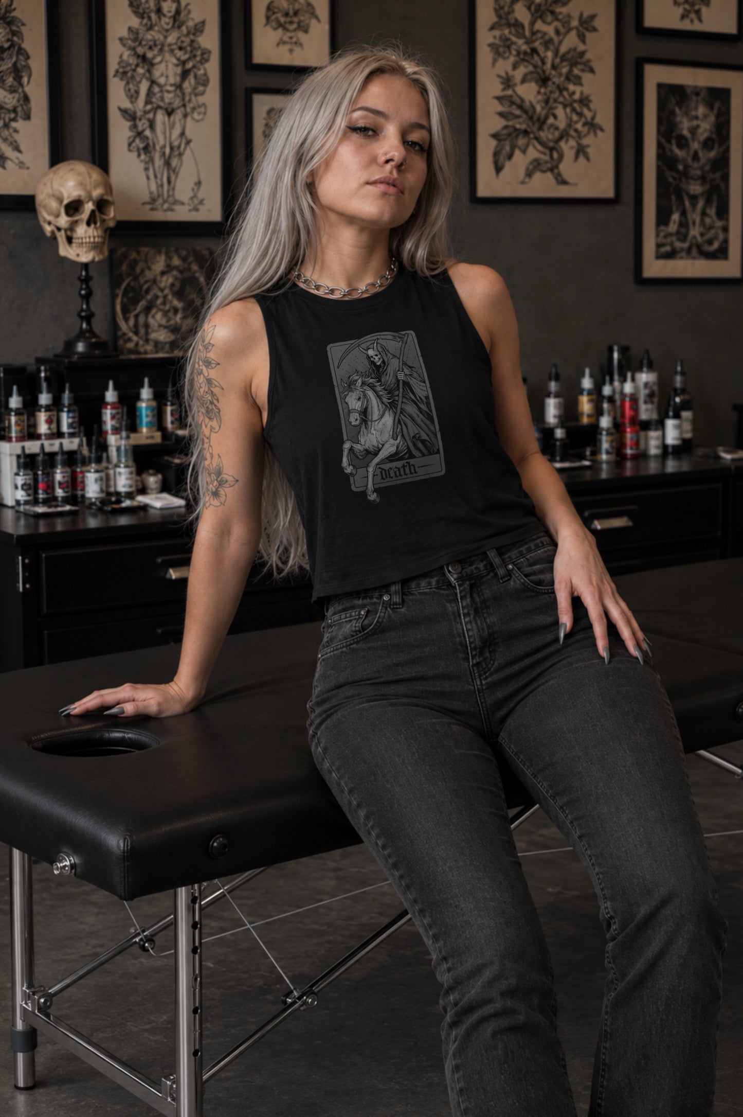 THE HORSEMAN CROP TANK grey