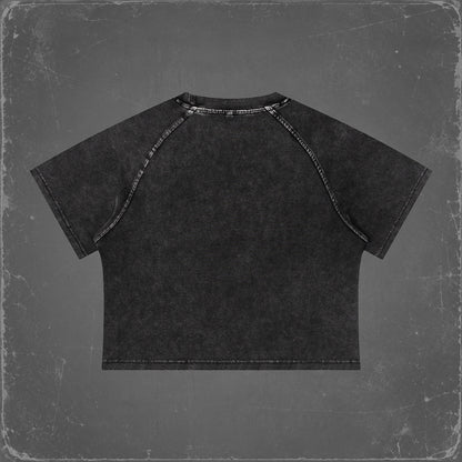 MOTOWIZARD Women's Mineral Wash Raglan Crop T-Shirt
