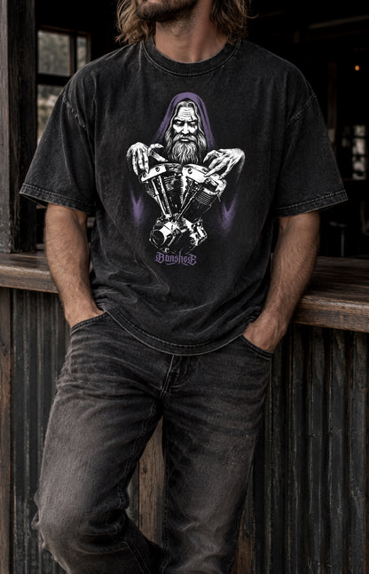MOTOWIZARD Snow Washed Oversized Cotton T-Shirt