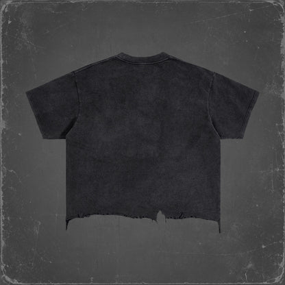 MOTOWIZARD Vintage Wash Boxy Distressed Hem T-Shirt