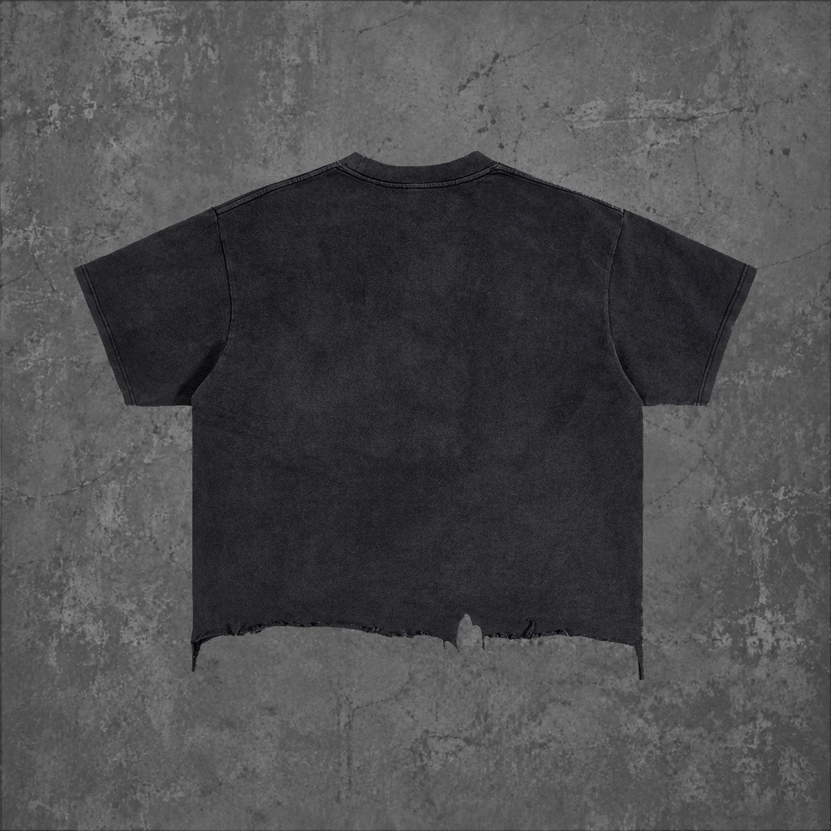 MOTOWIZARD Vintage Wash Boxy Distressed Hem T-Shirt