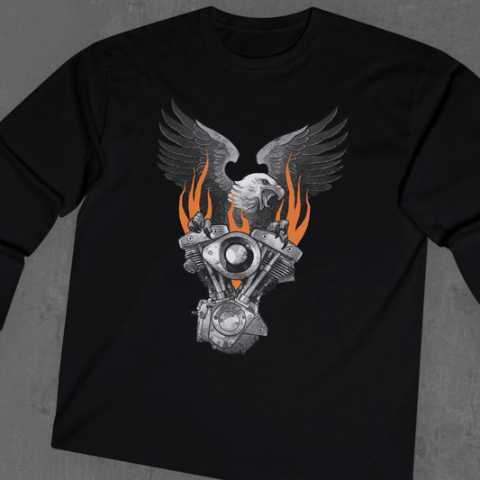 FLAMING SHOVELHEAD LONG SLEEVE TEE