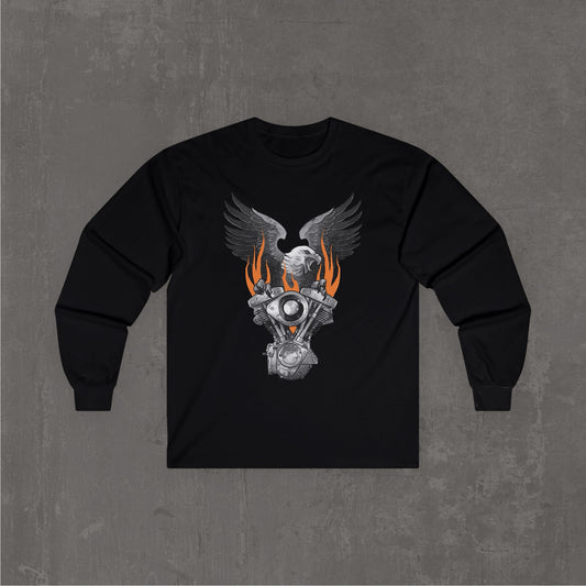Flaming shovelhead long sleeve tee