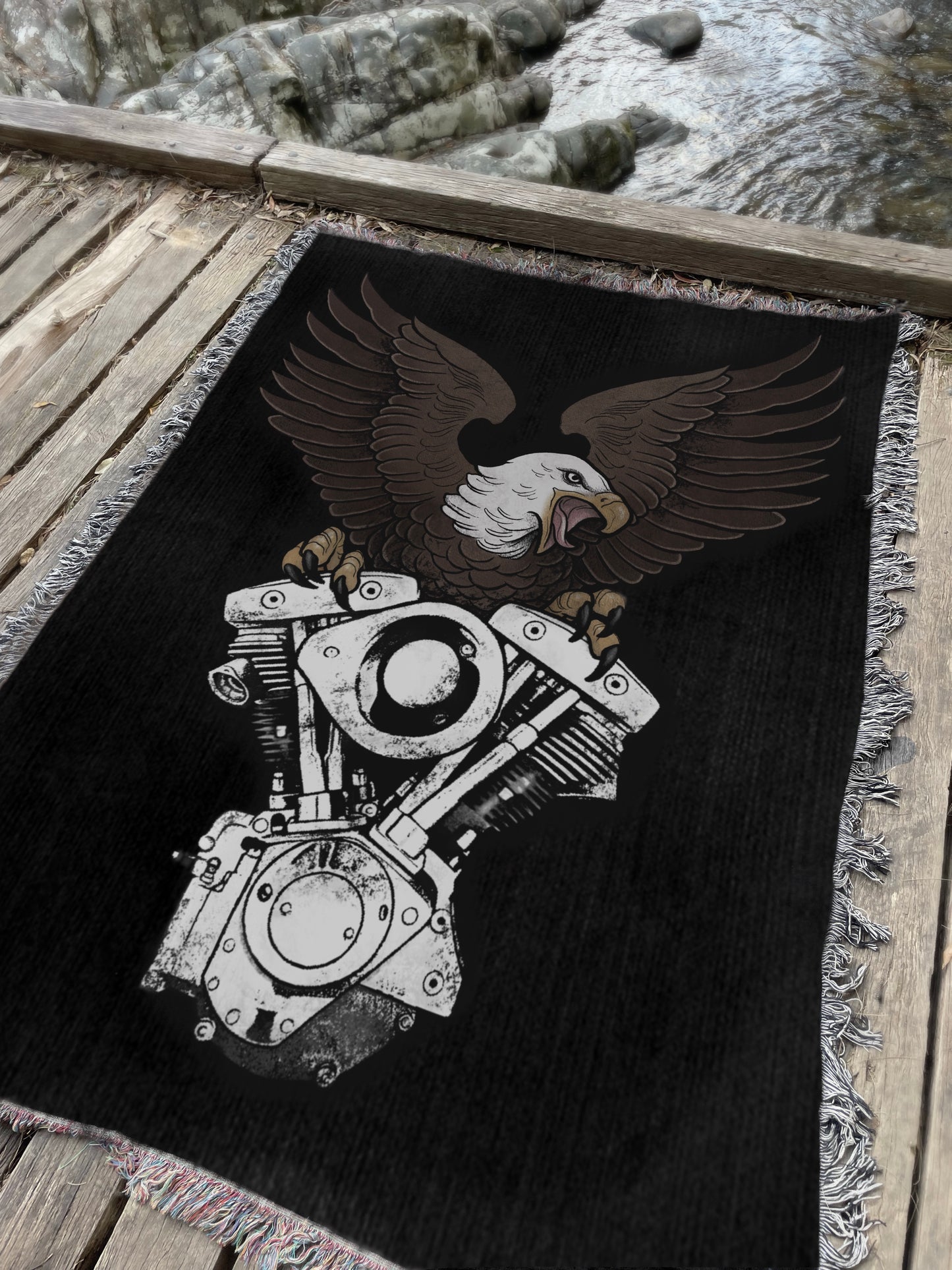 Shovelhead Eagle Woven Blanket