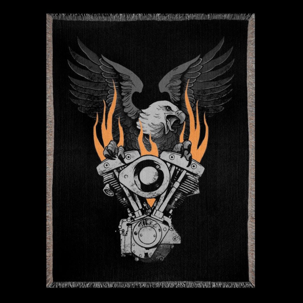 Flaming shovelhead Woven Blanket