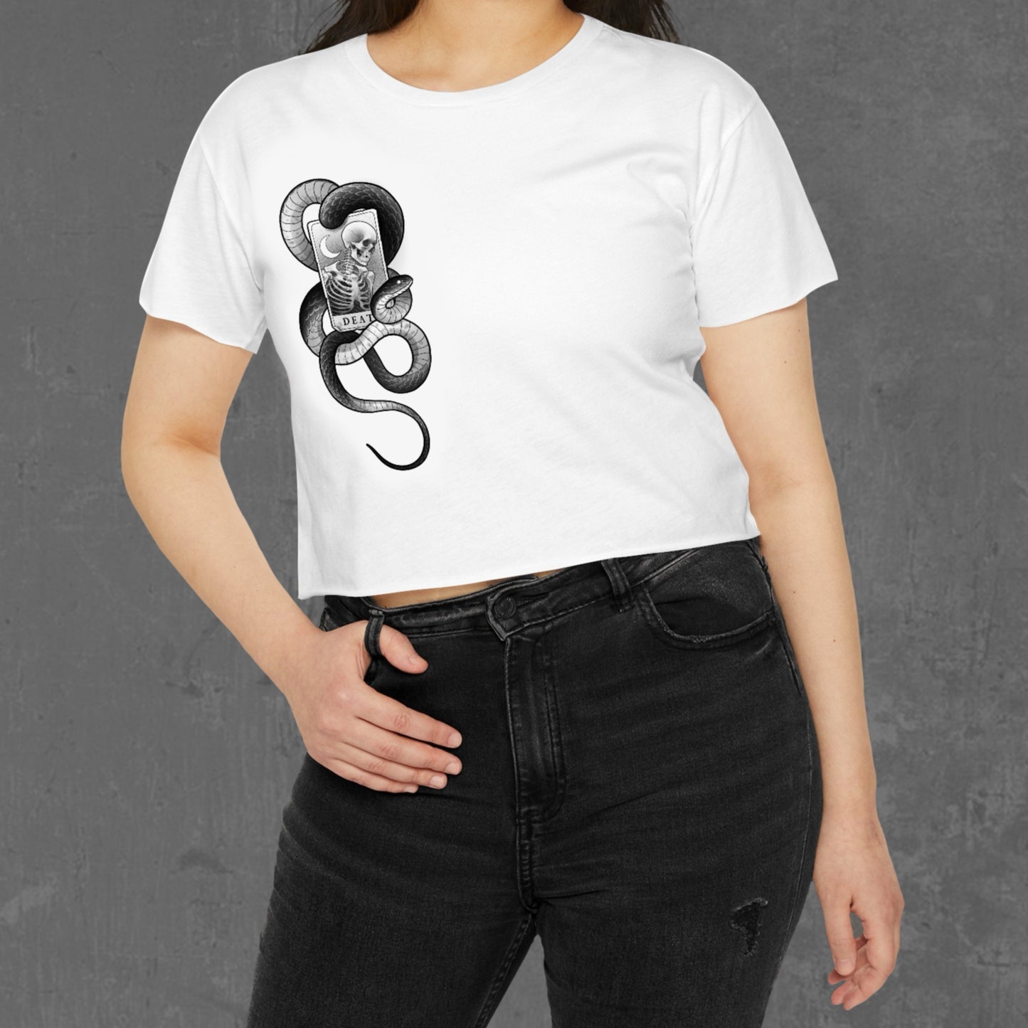 DEATH TAROT CROP TOP white