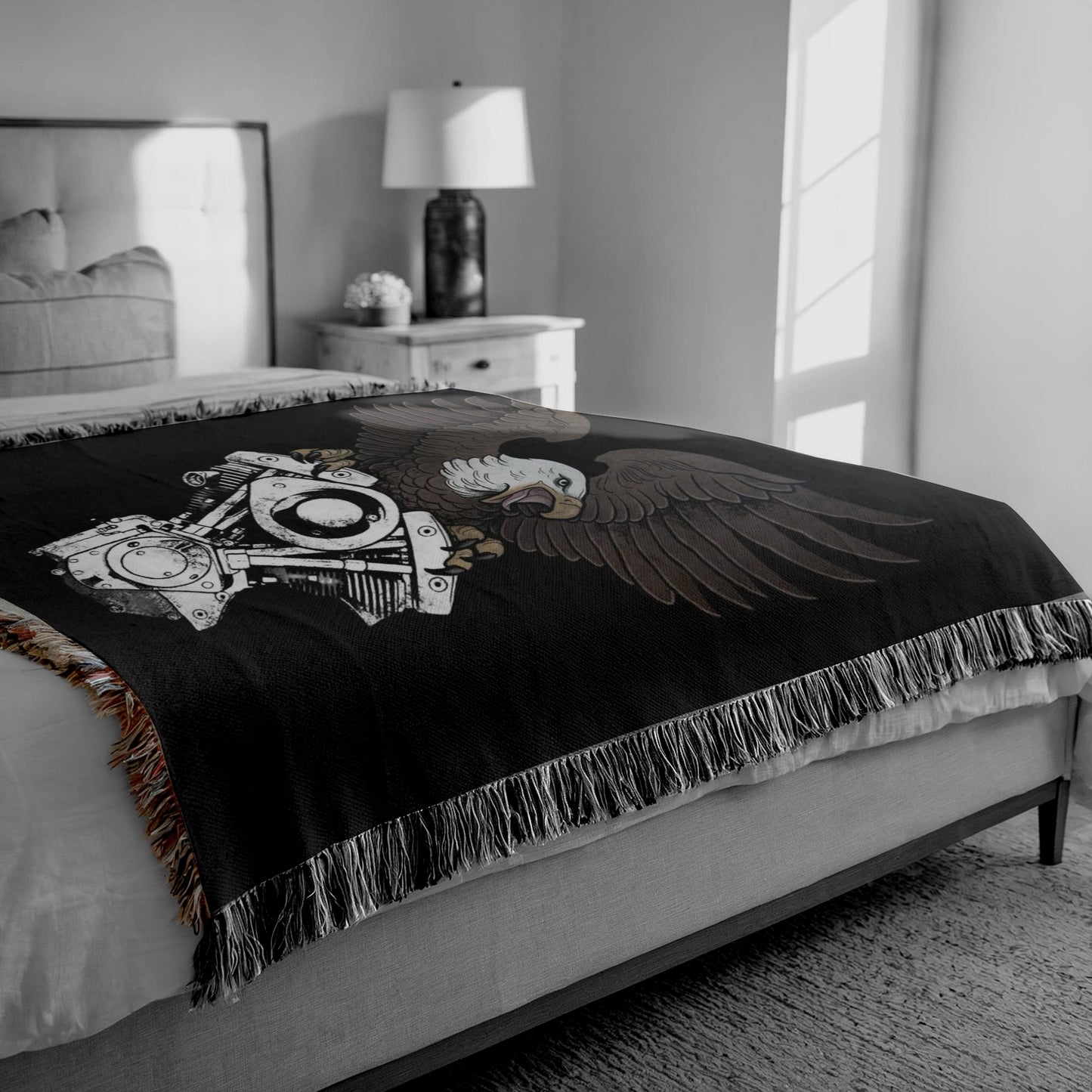 Shovelhead Eagle Woven Blanket