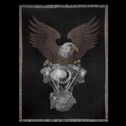 Shovelhead eagle Woven Blanket