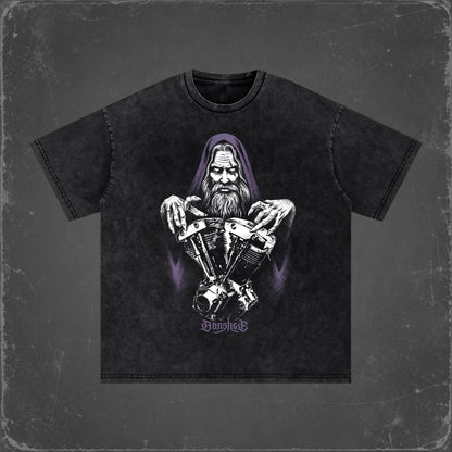 MOTOWIZARD Snow Washed Oversized Cotton T-Shirt