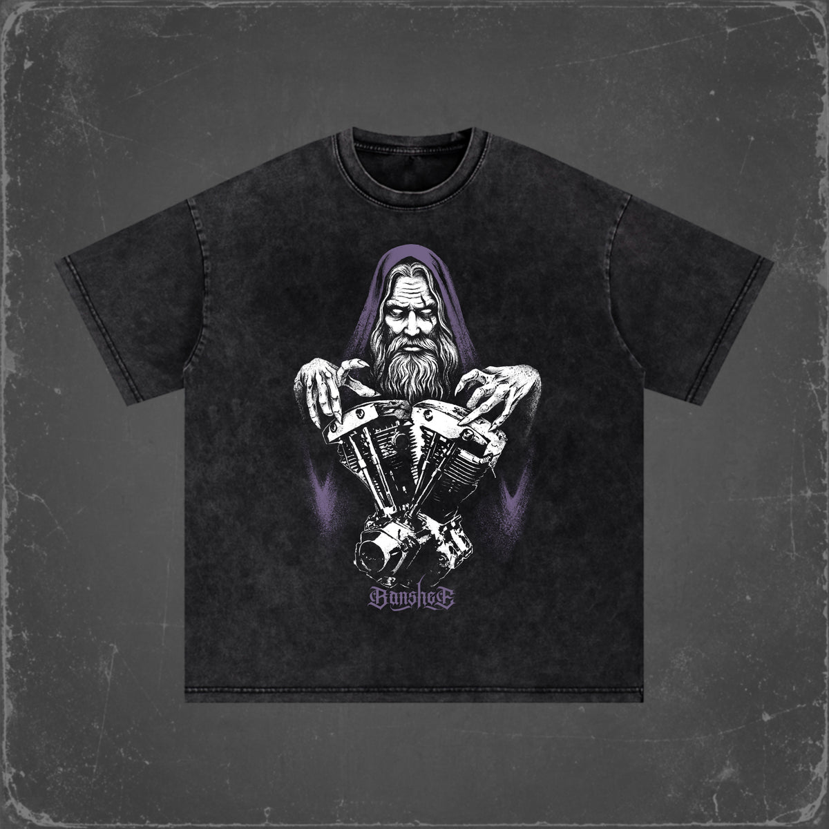 MOTOWIZARD Snow Washed Oversized Cotton T-Shirt